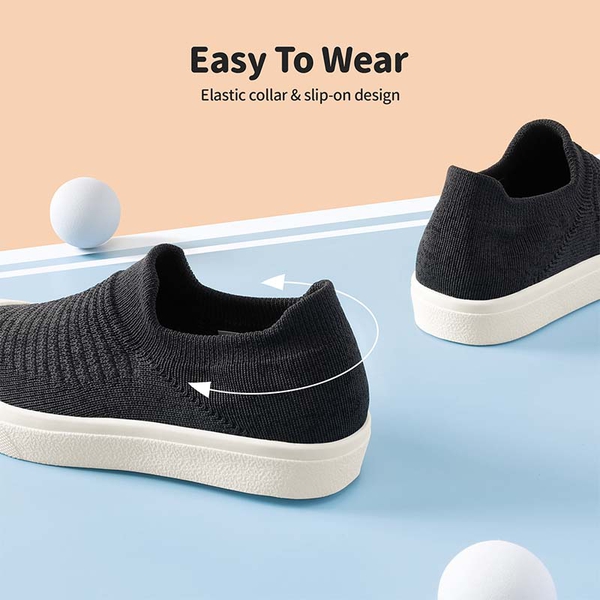 Kids Slip On Machine Washable Sneakers - DARK GREY - 3
